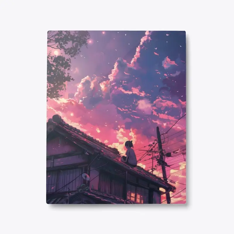 Metal Print Dreamy Rooftop Sunset