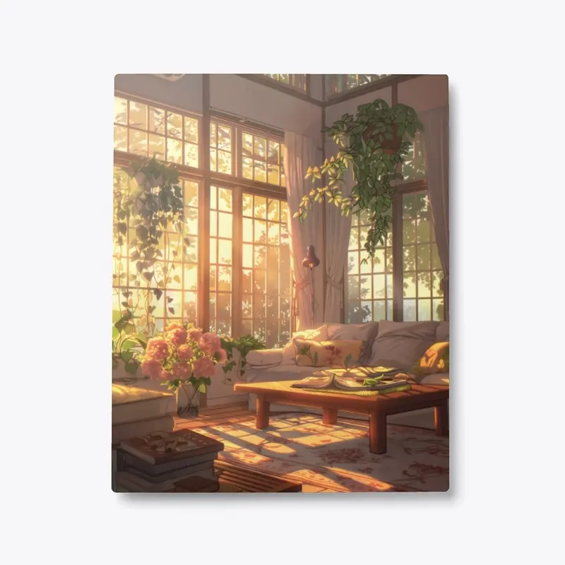 Metal Print Sunlit Cozy Living Room