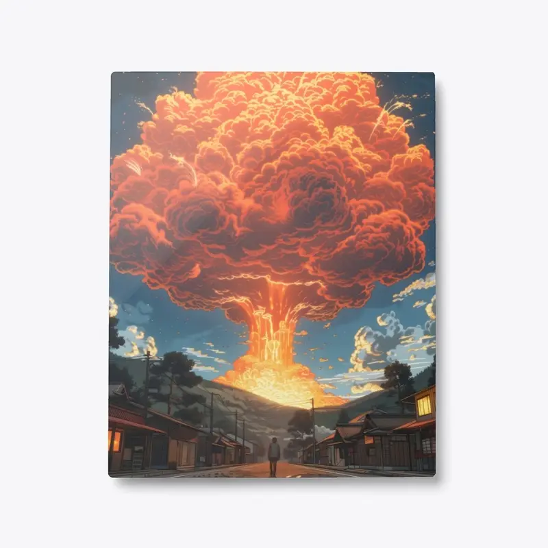 Metal Print Explosive Volcanic Eruption 