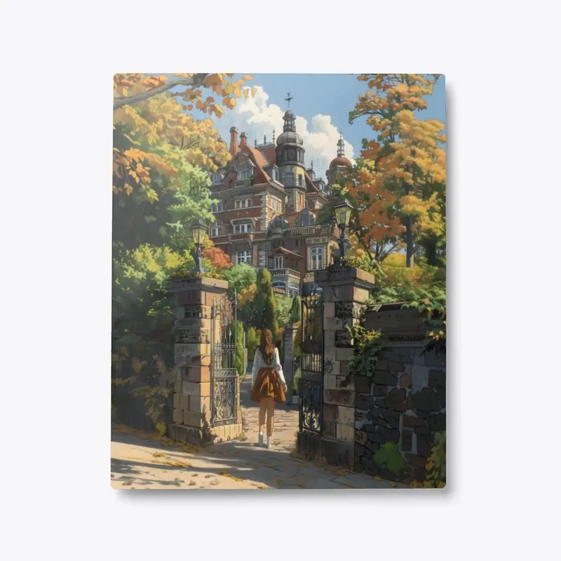 Metal Print Autumn Mansion Visit