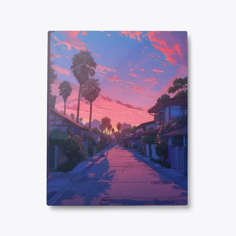 Metal Print Tranquil Suburban Street