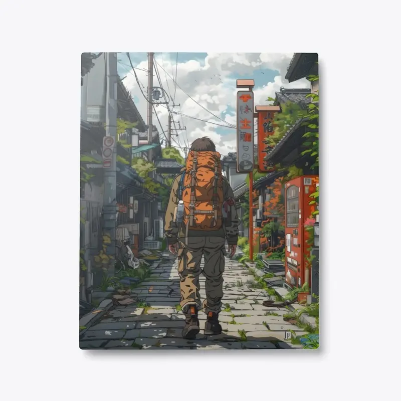 Metal Print Solo Traveler in Alley