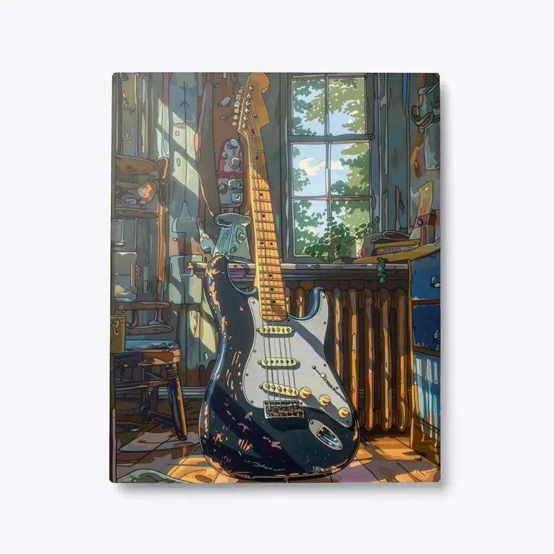 Metal Print Vintage Electric Guitar