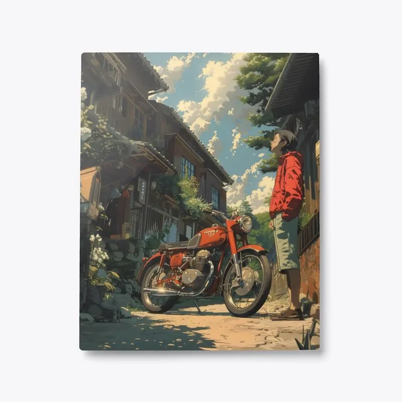 Metal Print Nostalgic Village Ride 